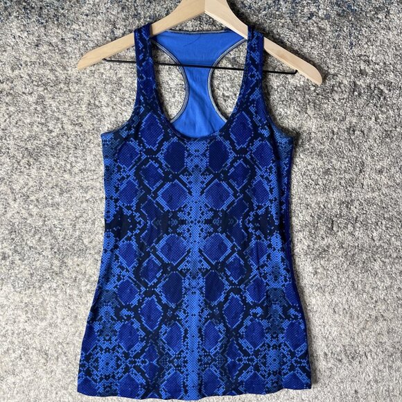 Lululemon Tops - Lululemon Tank Top Womens 8 Blue Black Snake Print Cool Racerback Athletic Yoga